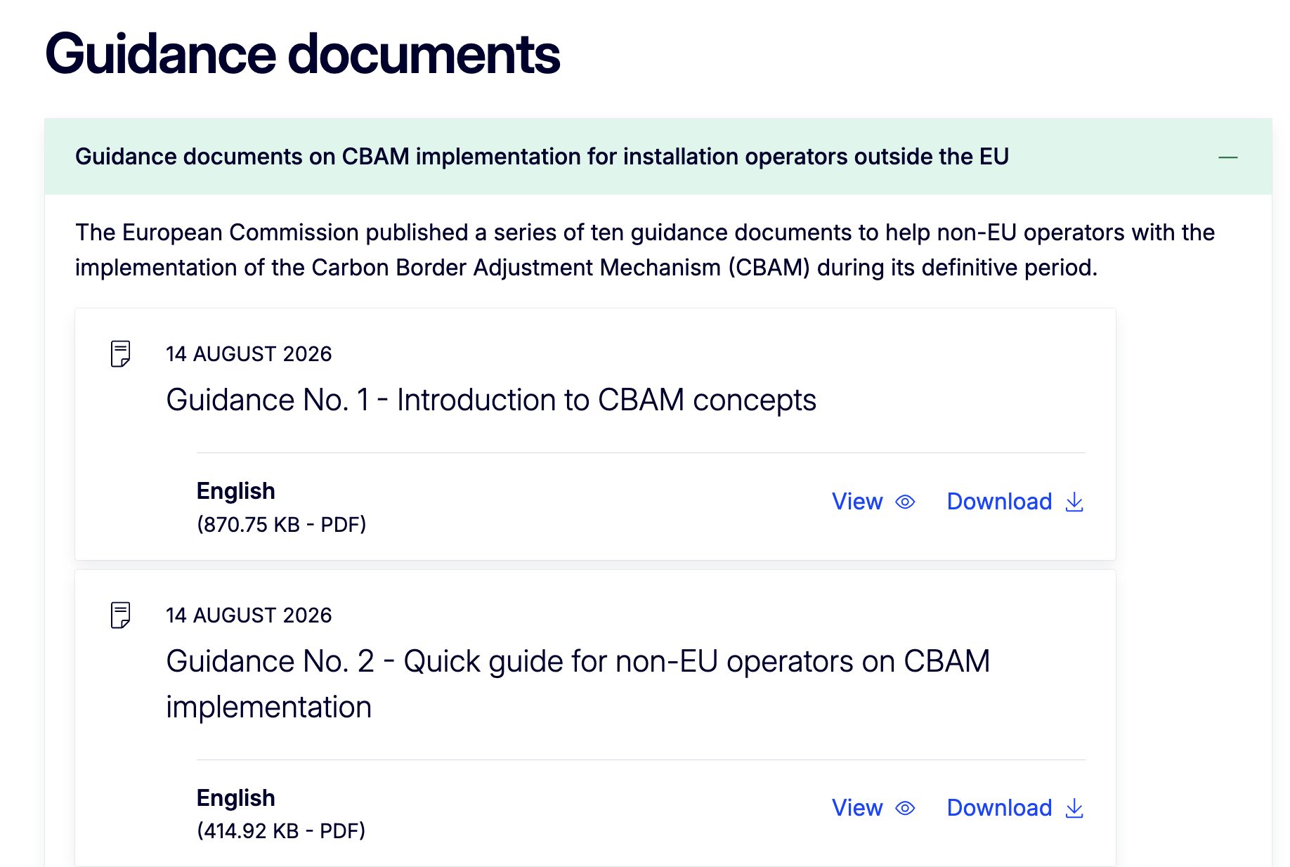 European Commission guidance documents